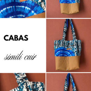 Sac Cabas OCÉAN en Wax Bogolan Bleu et Blanc — Élégance et Caractère